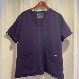 Figs Women's V-Neck Scrub Top in Deep Navy Purple
